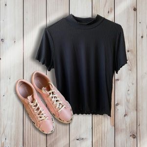 NWT Mock Neck Lettuce Edge Shirt💕